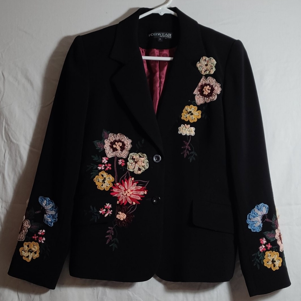 Forwear New York Embroidered Blazer, black, size 4